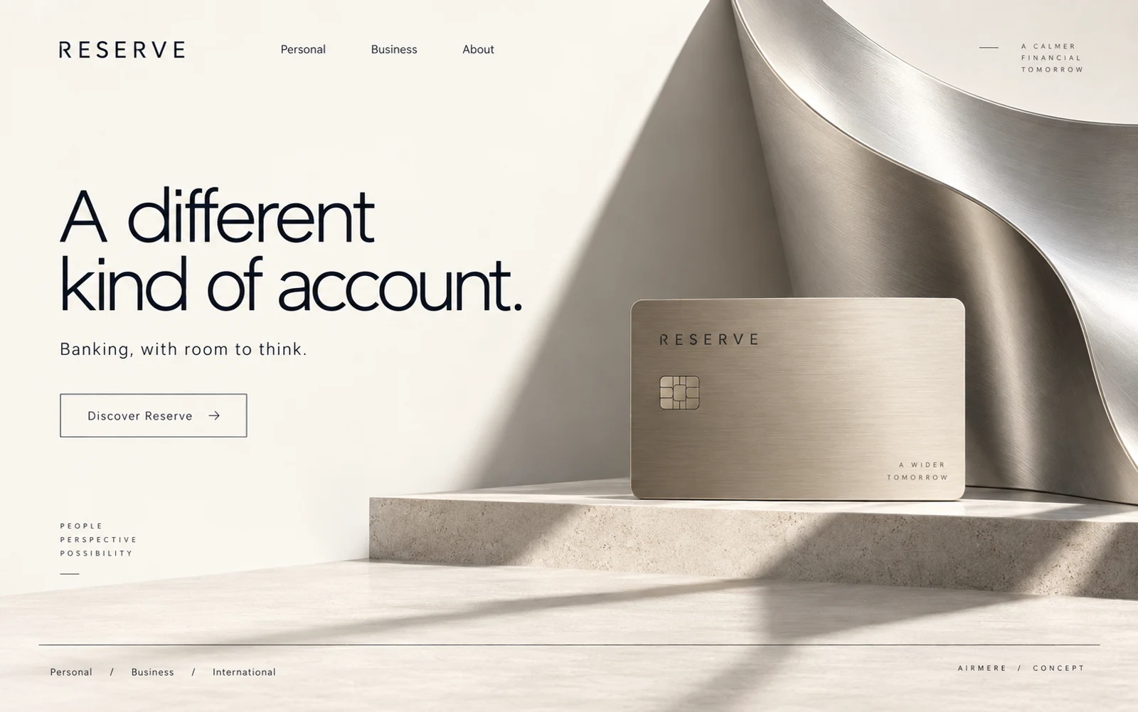 Reserve, an Airmere banking website concept.
